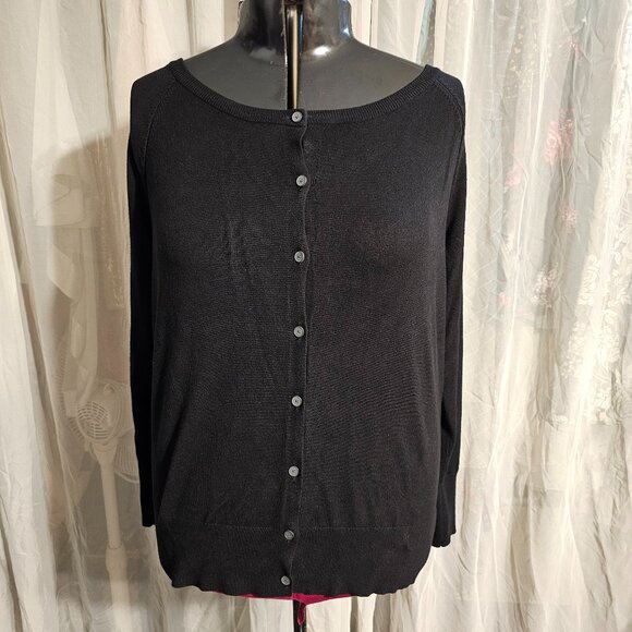 #186 Lane Byant size 18/20 Black button front sweater/cardigan - Picture 1 of 6